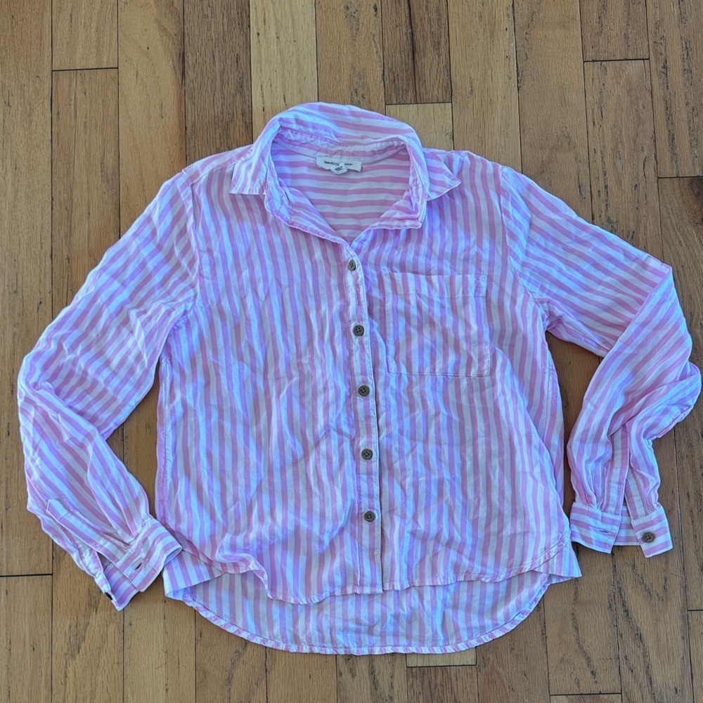 Beachlunchlounge | Pink and White Striped Shirt | size XS